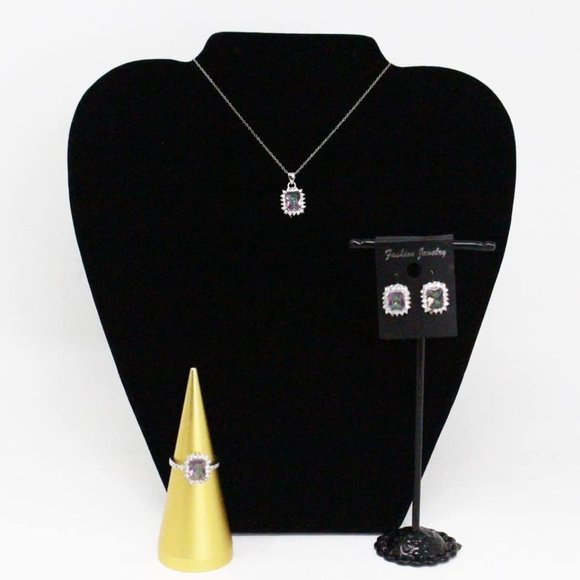 ASOSS #33585 Jewelry Mystic Fire 3-Piece Set .925 Silver (Ring Size 6.5)